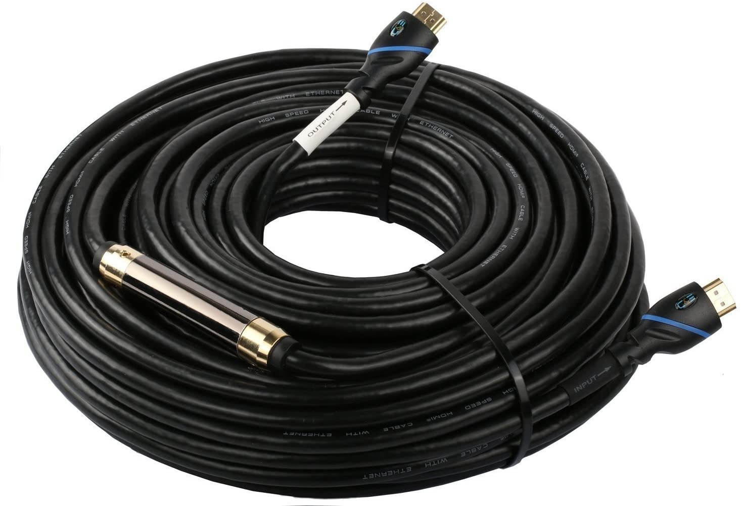 150 FT (45.7 M) High Speed HDMI Cable Male to Male with Ethernet Black (150 Feet/45.7 Meters) Built-in Signal Booster Supports 4K 30Hz 3D 1080p and Audio Return CNE582641