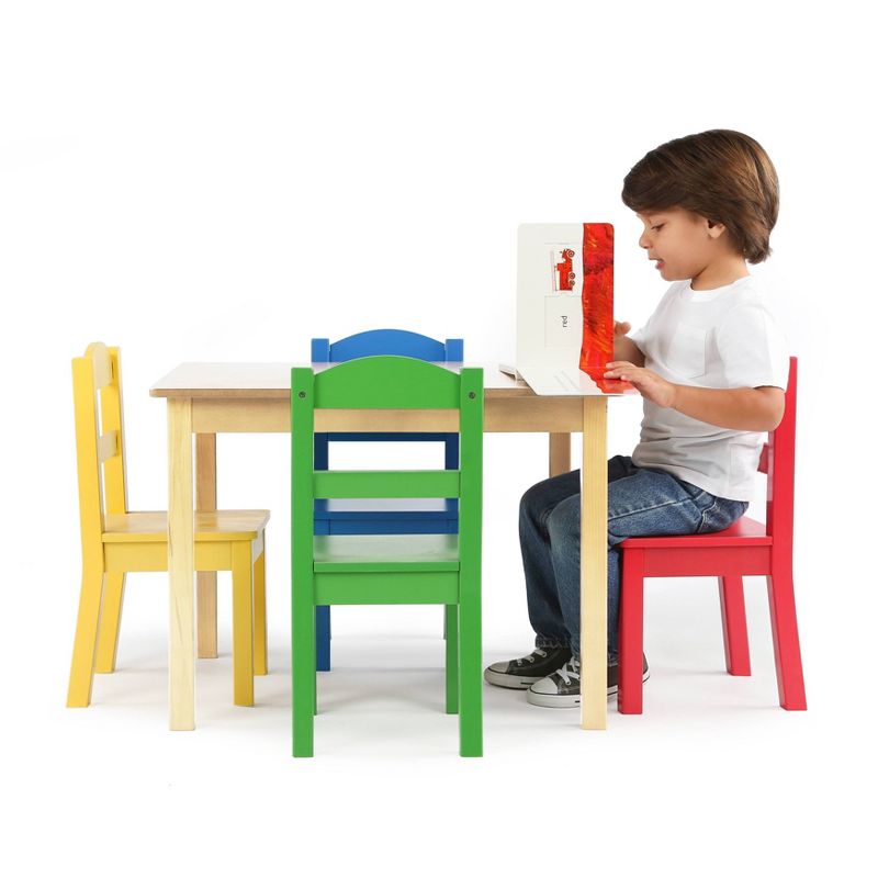 5pc Primary Collection Wood Table and Chairs Set Natural - Humble Crew
