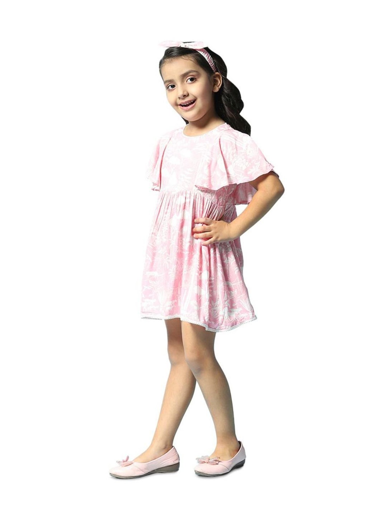 Biba Girls Pink Printed Dress with Headband
