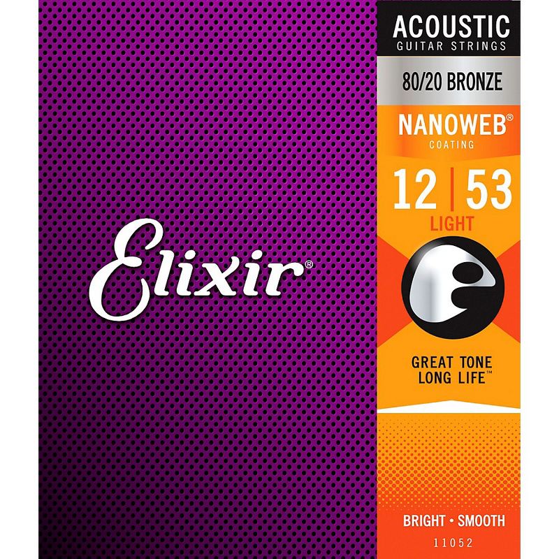 Elixir 2-Pack Light OPTIWEB Electric Guitar Strings and Light 80/20 Bronze NANOWEB Acoustic Guitar Strings Bundle