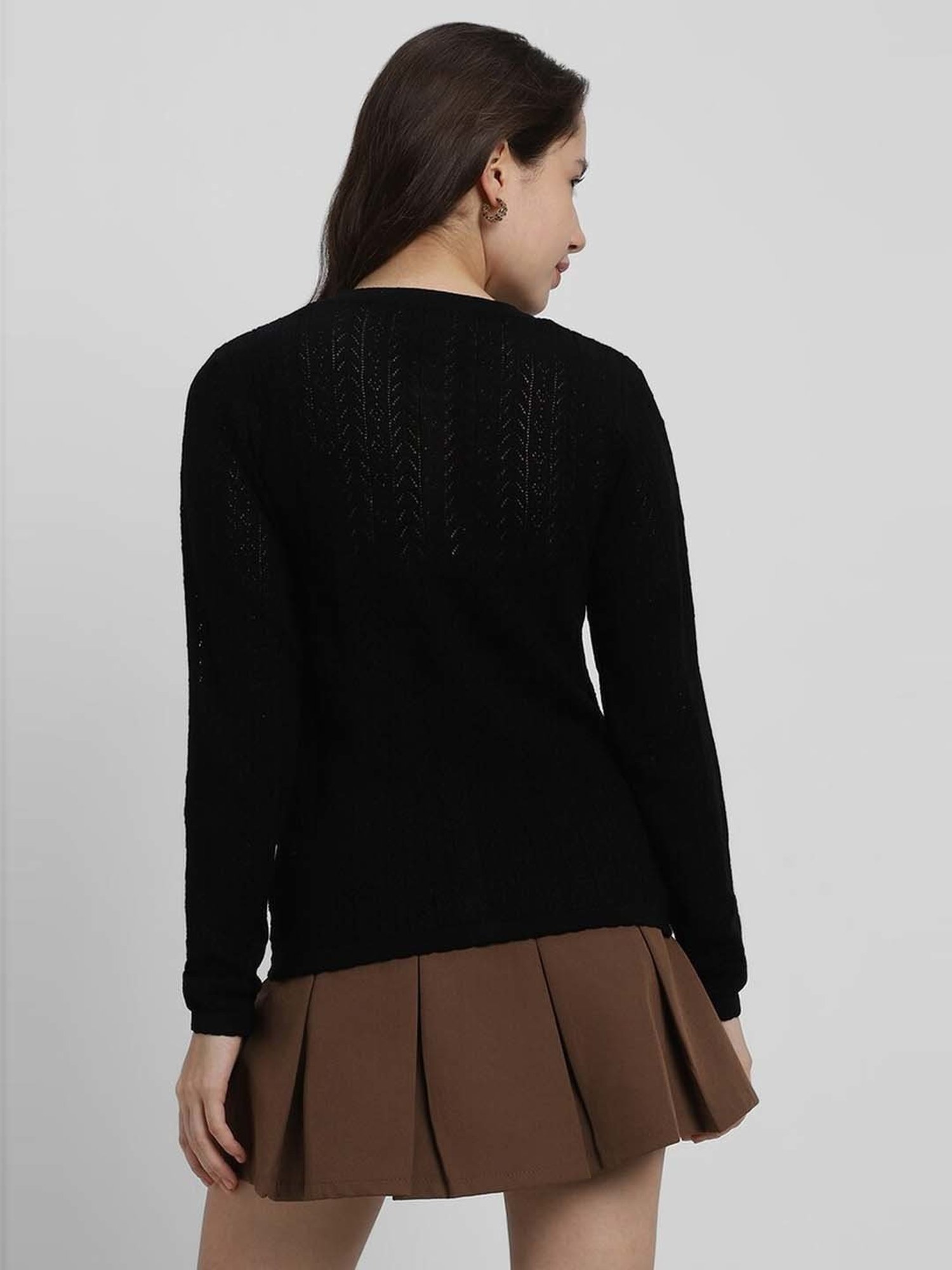 Forever 21 Black Self Pattern Sweater