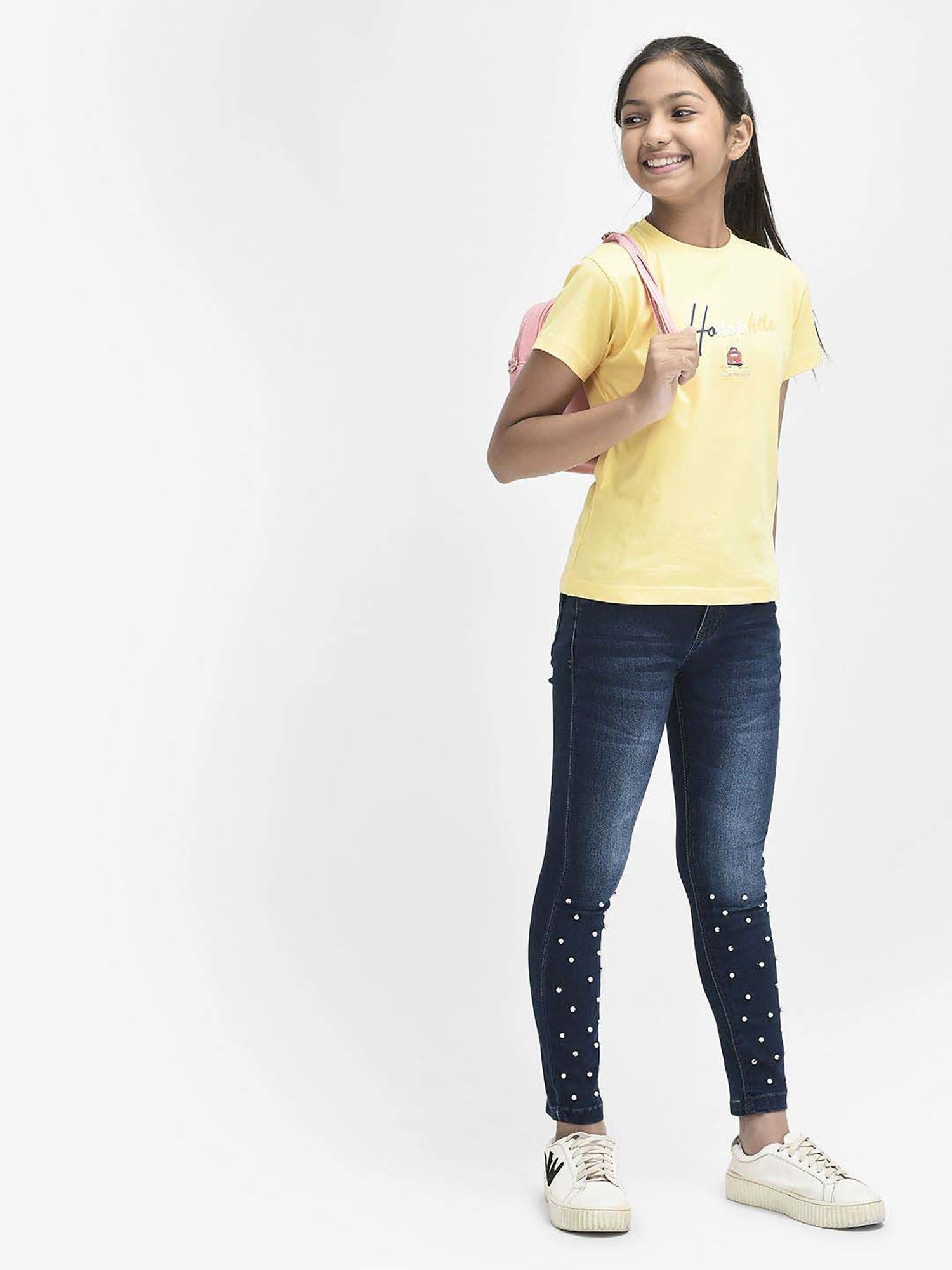 Crimsoune Club Girls Blue Embellished Jeans