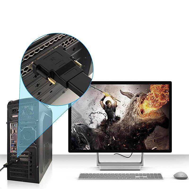 DVI to HDMI Adapter 2Pack GoldPlated 1080P Male to Female Converter Black