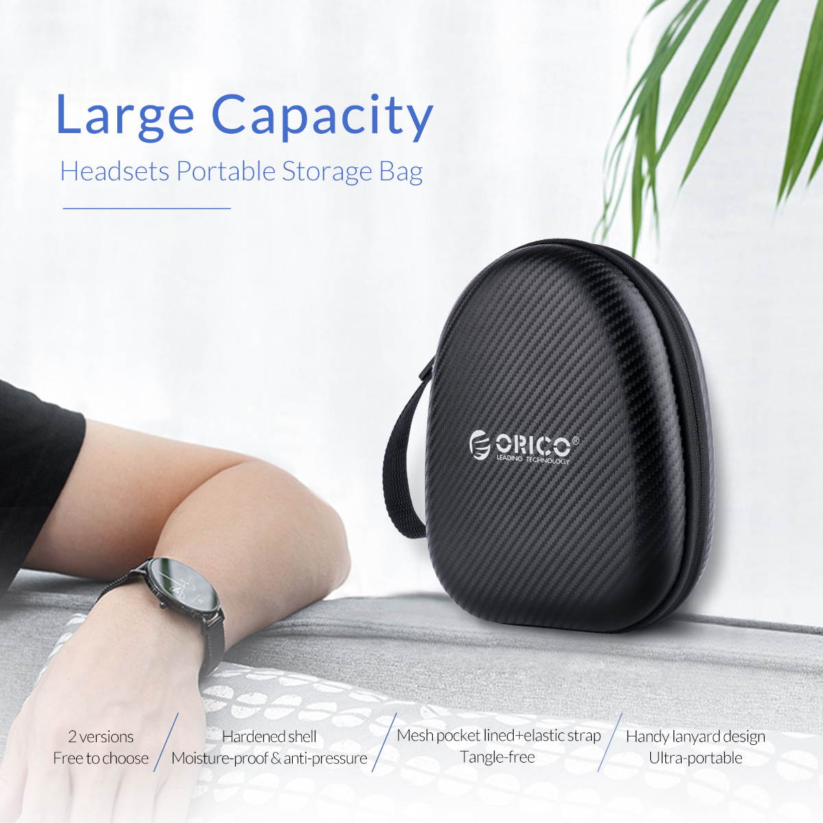 ORICO Waterproof Headset Carry Pouch Box Headphone Case Bag Storage Collector  Anti-Shock, Anti-Slip, Card Pocket For Sony, For Base, For Sennheiser Headphone Carry Hard Case