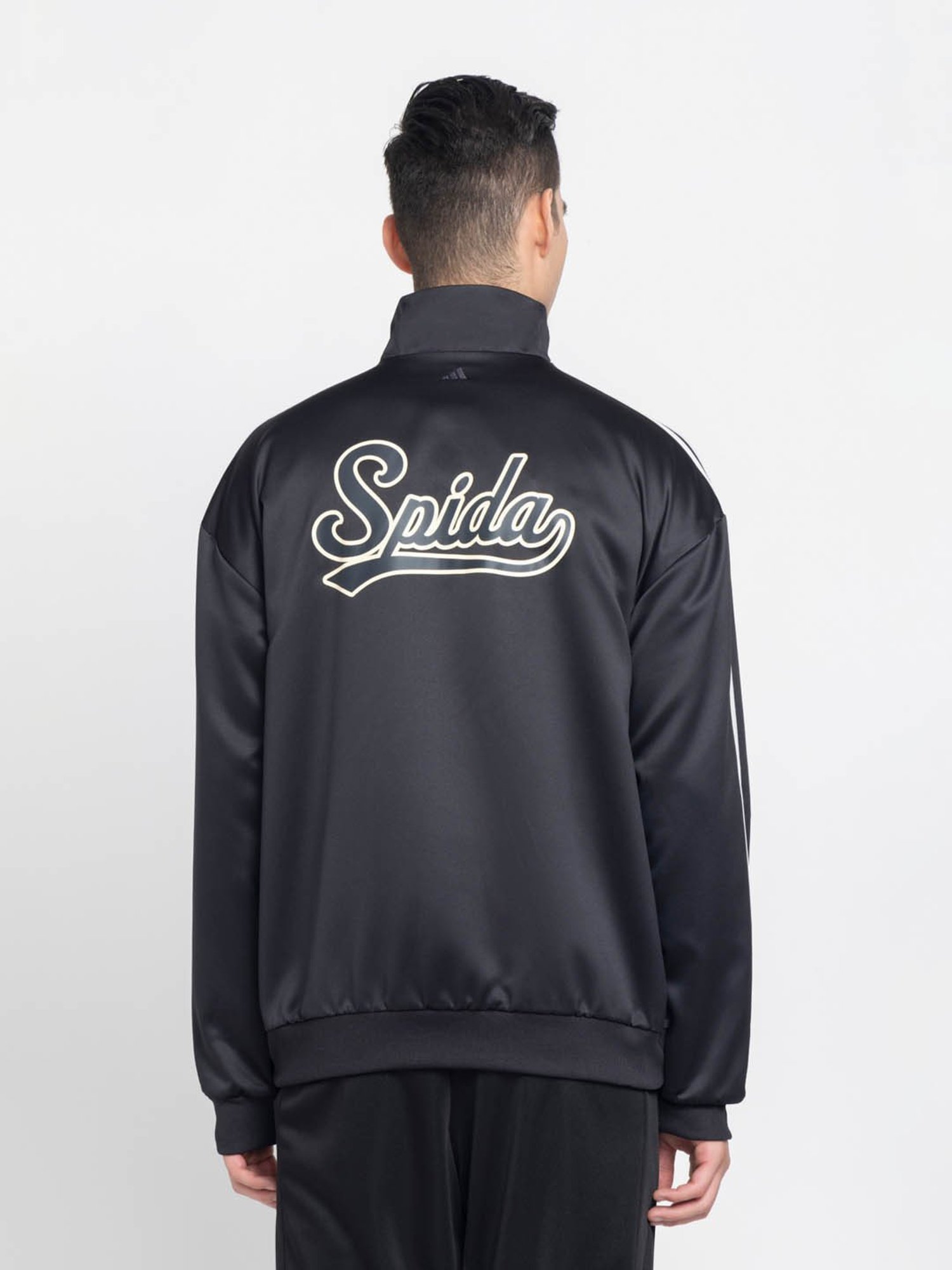 Adidas Black Loose Fit Striped Sports Jacket