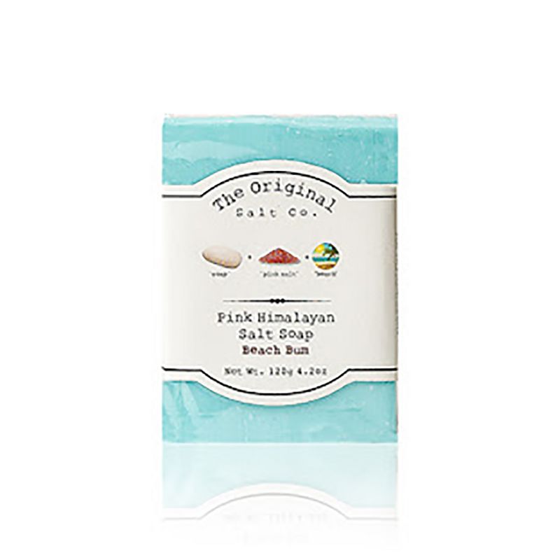 The Original Salt Company 4.2 Ounce All Natural Organic Pure Pink Himalayan Salt Exfoliating Cleansing Face and Body Soap Bar, Beach Bum (2 Pack)