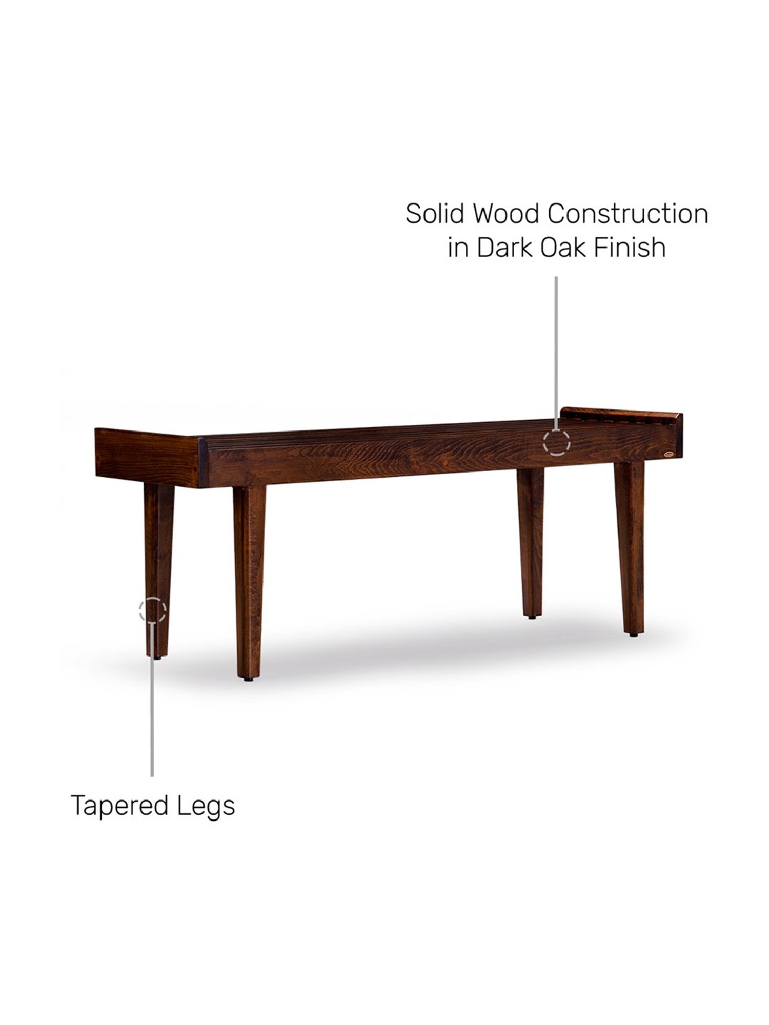 Durian Elmer Mid-Century Modern Dark Brown Solid Wood Bench