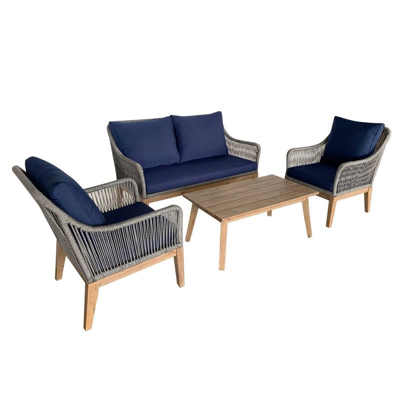 4pc Outdoor Conversation Set with Cushions - Navy - TK Classics