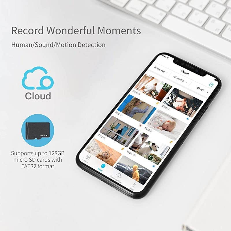 Dome Pro 1080p Security Camera with Siren | PTZ Surveillance System with Facial Recognition HumanSound Detection Person Alerts Night Vision | CloudLocal Available | Works with Alexa