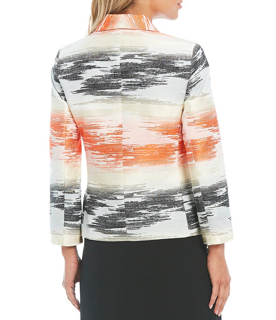 Eva Varro Solid Knit Jersey Notch Lapel Collar Two-Button Jacket