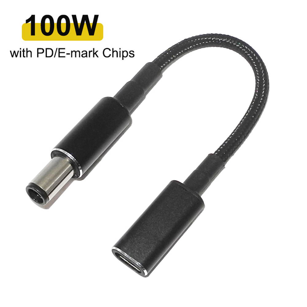 100W USB-C Type C Female to 7.4x5.0mm PD Charger Converter Cable for HP 90W or below Laptops