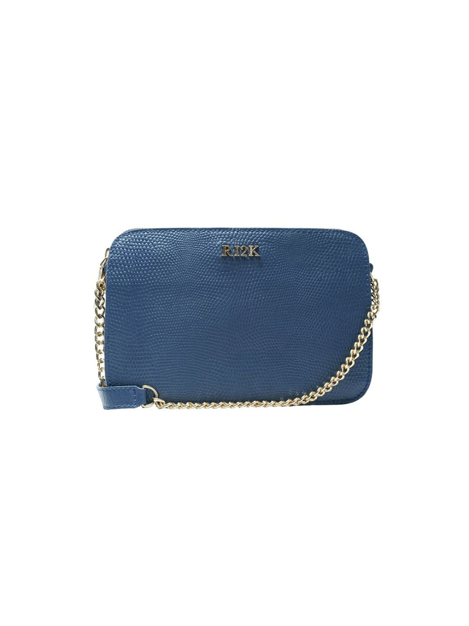 RI2K London Navy Blue Leather Medium Textured Cross Body Bag