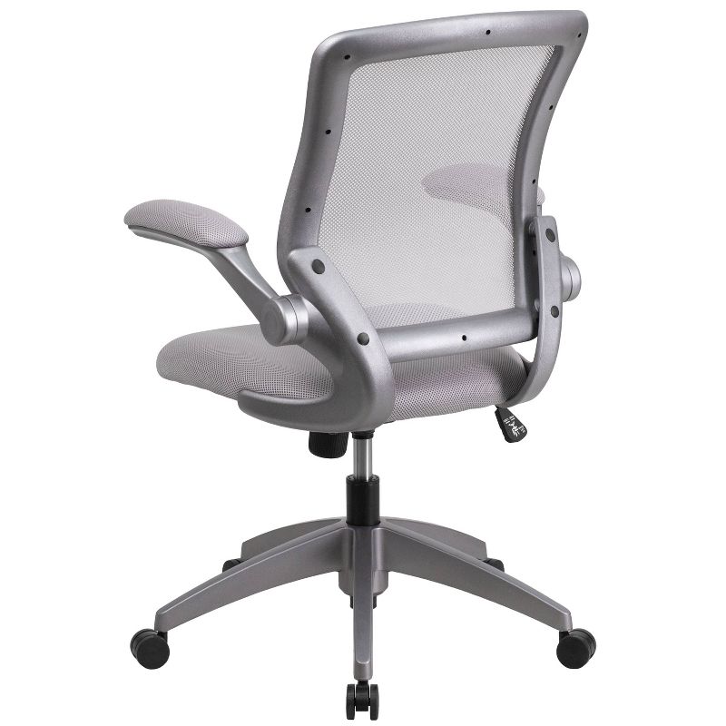 Mid Back Swivel Ergonomic Task Office Chair with Flip Up Arms Gray - Riverstone Furniture