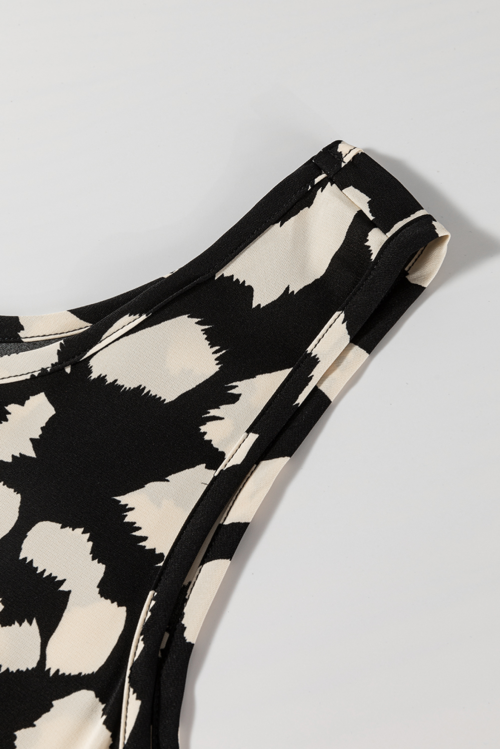 White Frill Mock Neck Sleeveless Tiered Floral Dress