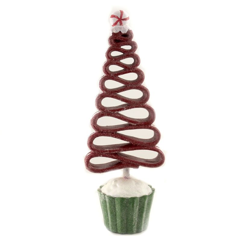 Christmas 13.25" Red & White Ribbon Candy Tree Decor Centerpiece Sugar Sweet  -  Decorative Figurines