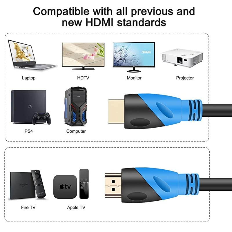 HDMI Cable  30 FT4K UHD HDMI 20 Upgrad Ultra High Speed 18Gbps Gold Plated ConnectorsEthernet Audio ReturnVideo 4KHD 1080p 3D Compatible with Xbox Playstation PS3 PS6 PC Apple TV
