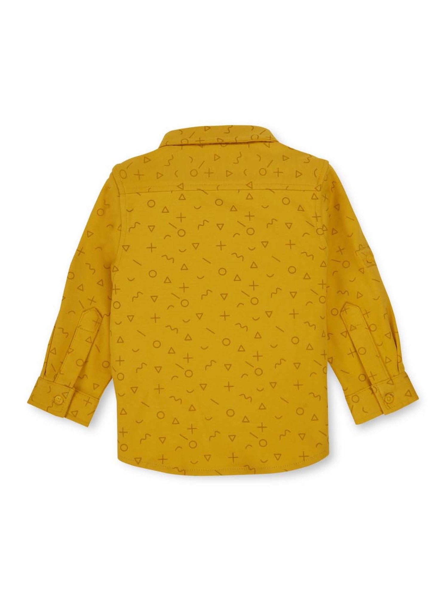 GJ baby Kids Yellow Cotton Printed Full Sleeves Shirt
