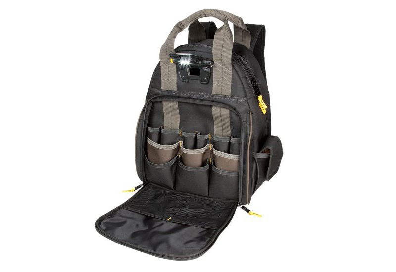CLC L255 Tech Gear 53-Pocket Dual Compartment LED Lighted Tool Storage Backpack