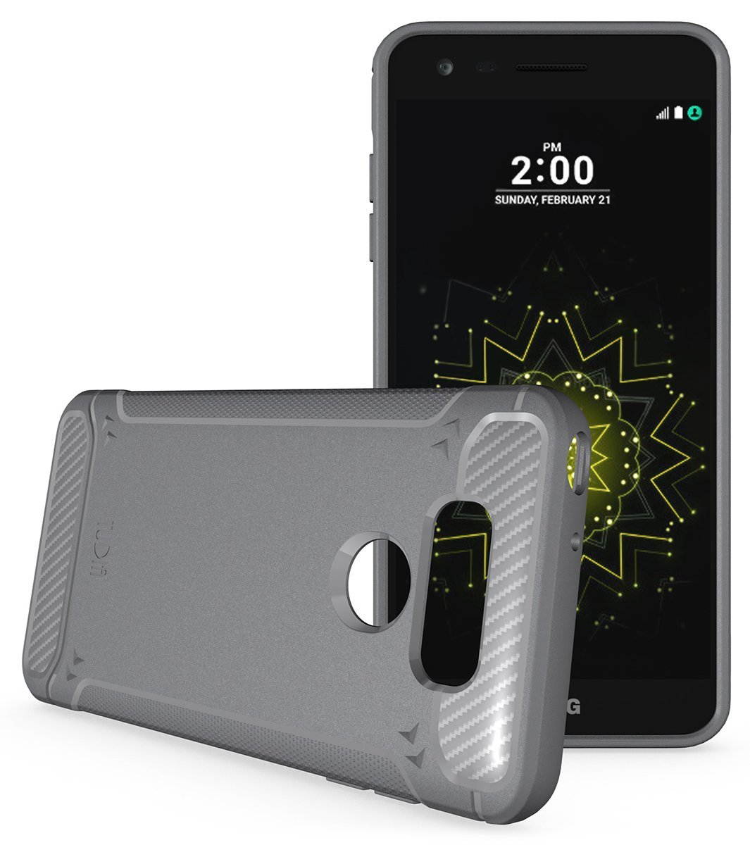 TUDIA Carbon Fiber Design Lightweight [TAMM] TPU Bumper Shock Absorption Case for LG G6 (Black)