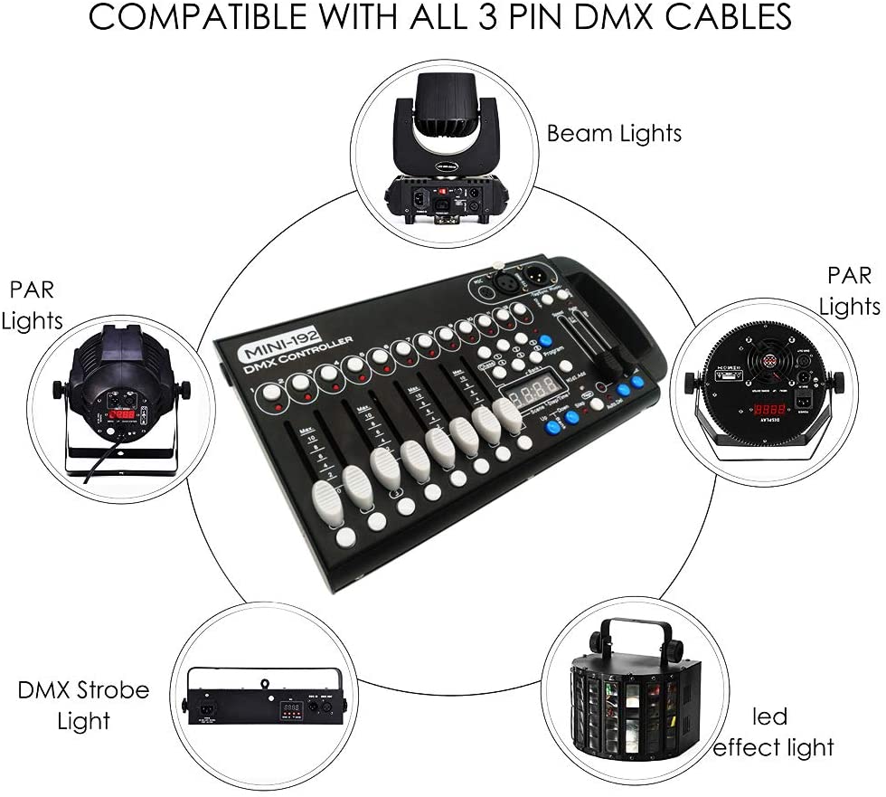 2020 Mini DMX Controller 192 Channels DMX Console Stage Lighting Controller DMX-512 Moving Head DJ Show Led Par Controller