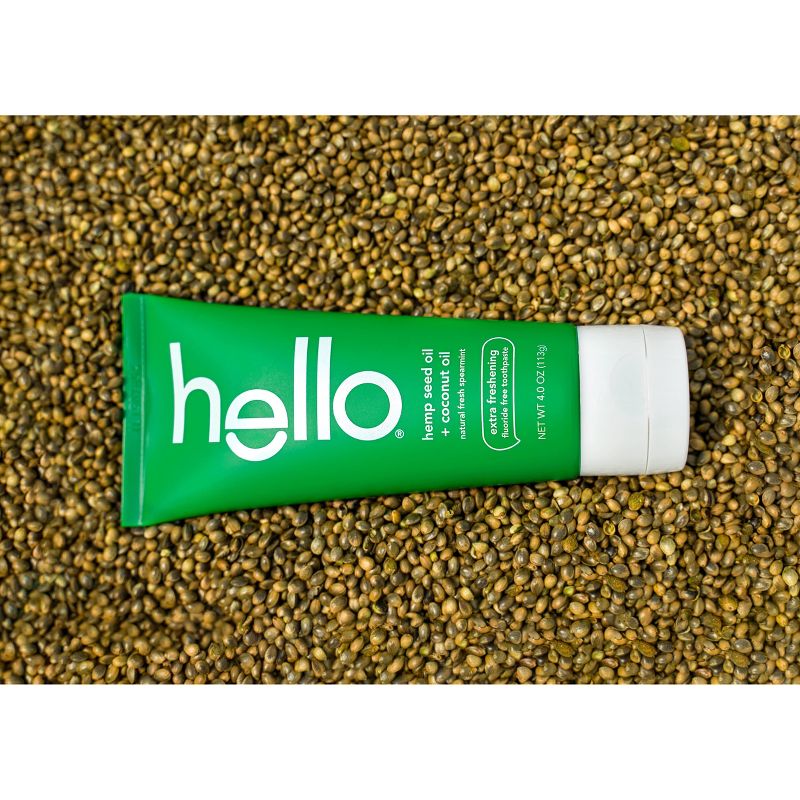 hello Extra Freshening Natural Spearmint Hemp Seed Oil + Coconut Oil Fluoride Free Toothpaste - 4oz