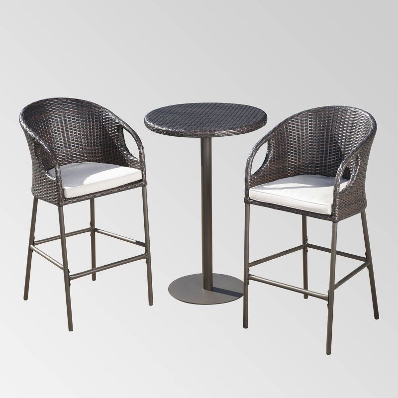Ariesa 3pc Outdoor Bar Set - White & Gray - CosmoLiving