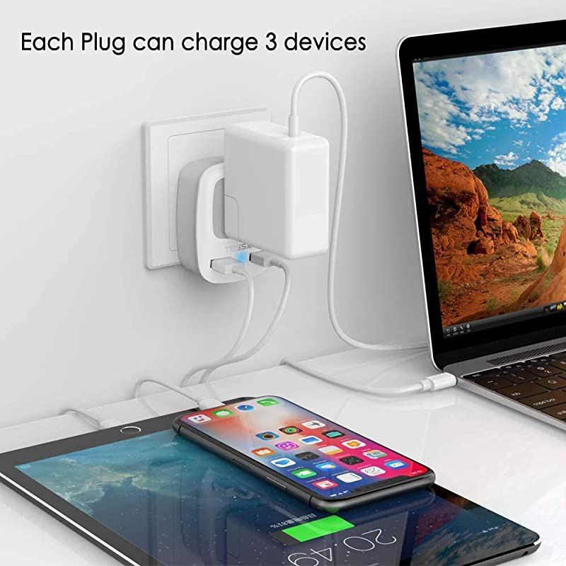 European Plug Adapter 3 Pack,  International Travel Power Adaptor 2 USB, Type C Outlet Adapter Charger USA to Most of Europe EU Spain Iceland Italy Germany France Israel