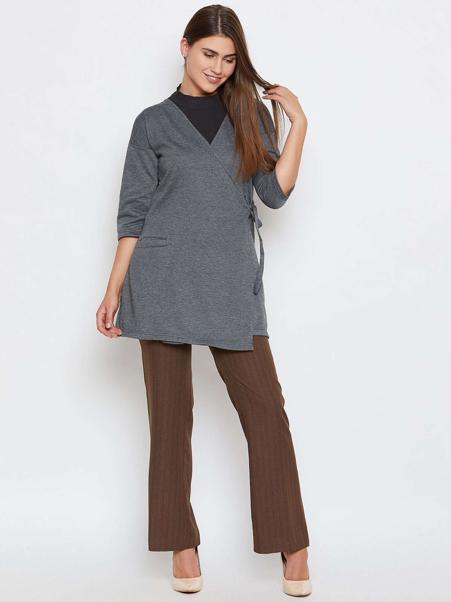 Belle Fille Dark Grey Textured Shrug