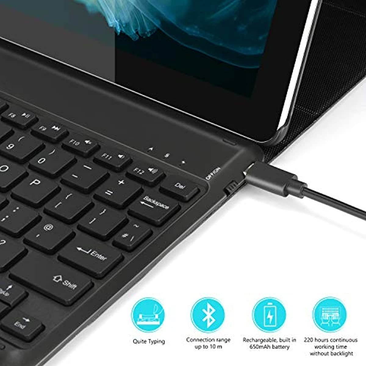 Bluetooth Backlit Keyboard Case for Surface Go 10-inch/Surface Go 2 10.5-inch, Jelly Comb Removable Wireless Keyboard US Layout with Cover for Surface Go (2018) / Surface Go 2 (2020), Black