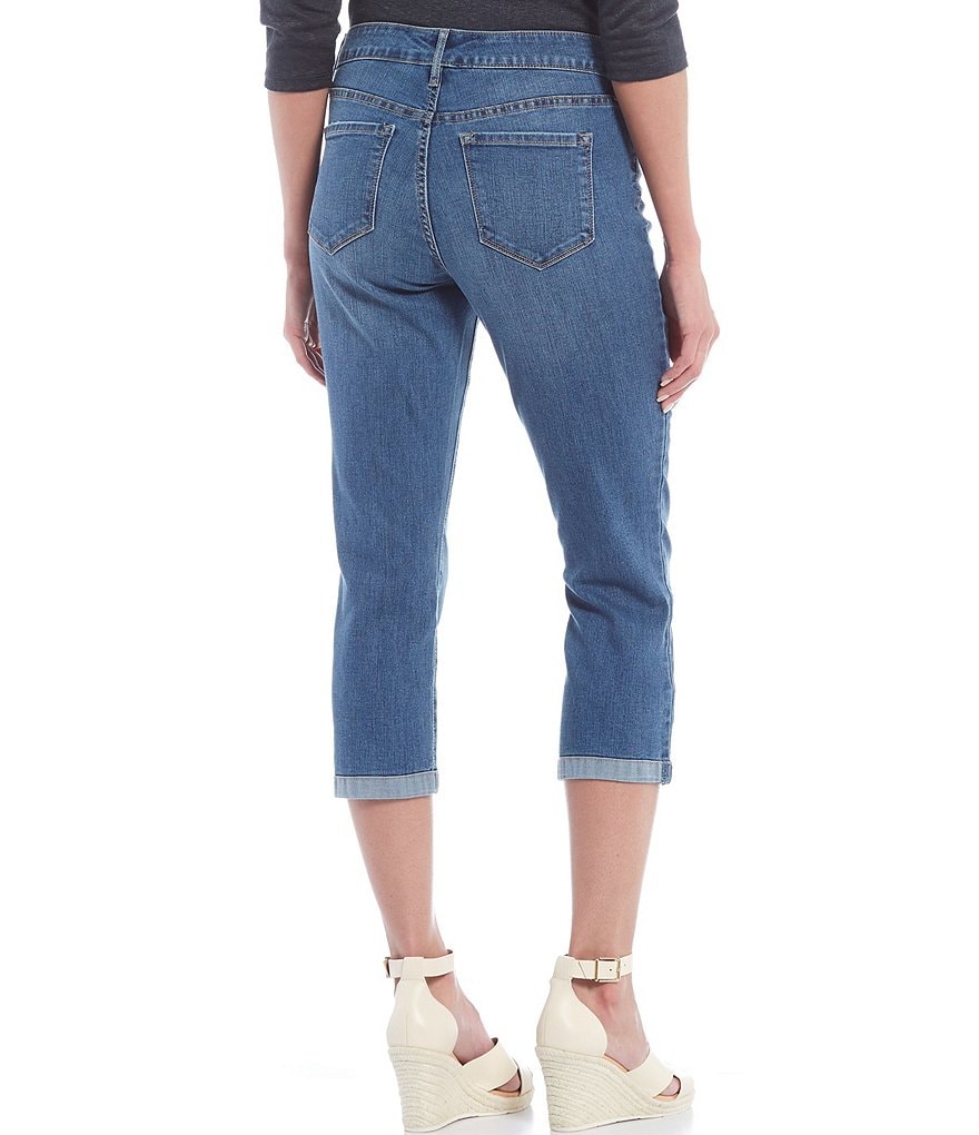 Code Bleu Petite Size Chelsey Straight Leg Baby Roll Capri Jeans