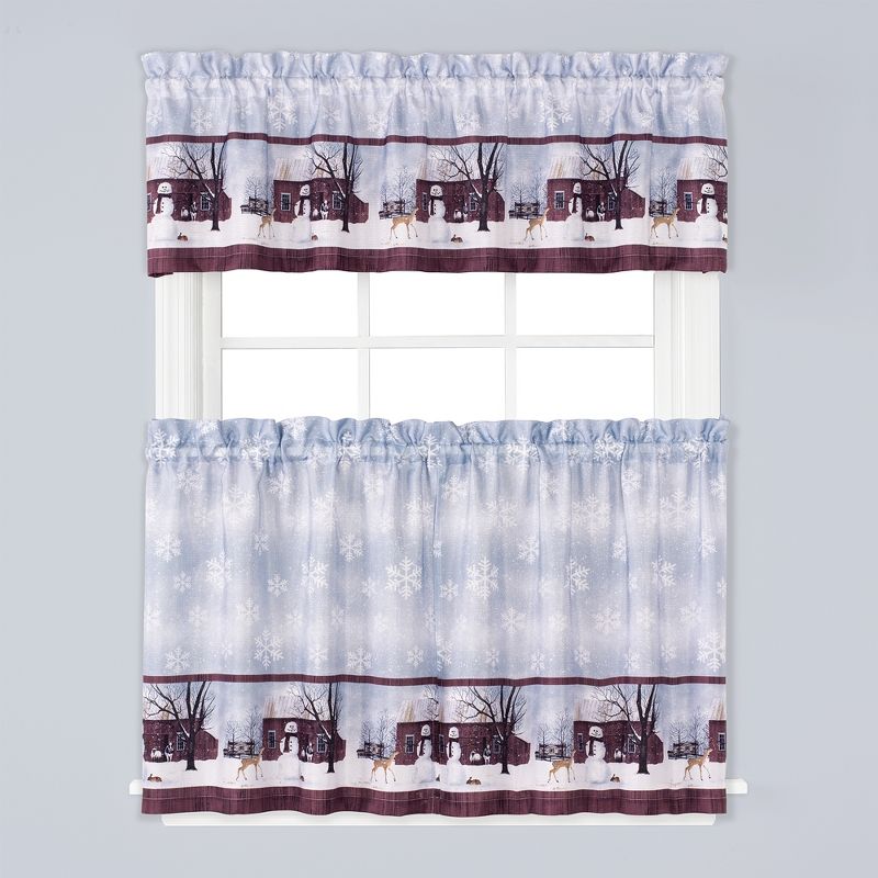 SKL HOME Friendly Beasts Snowman Built With 1.5" Diameter Rod Pocket Valance - 58"x13", in Multicolor