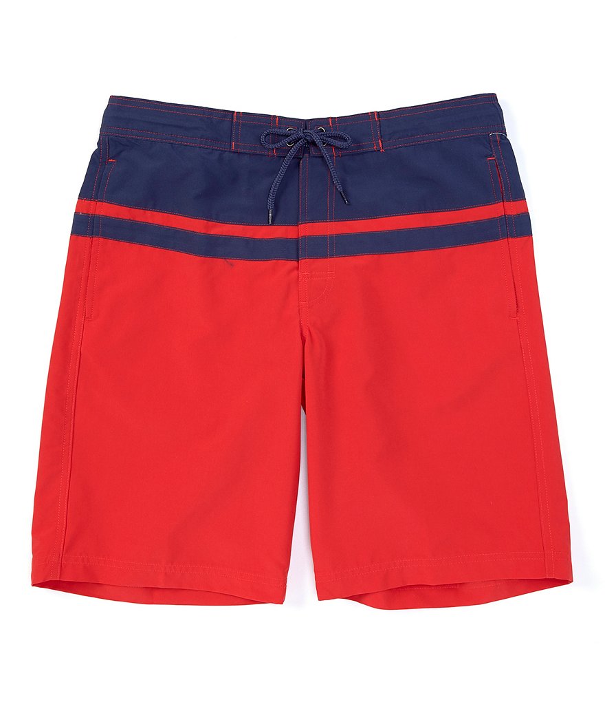 Roundtree & Yorke Colorblock 10#double; Inseam Swim Trunks