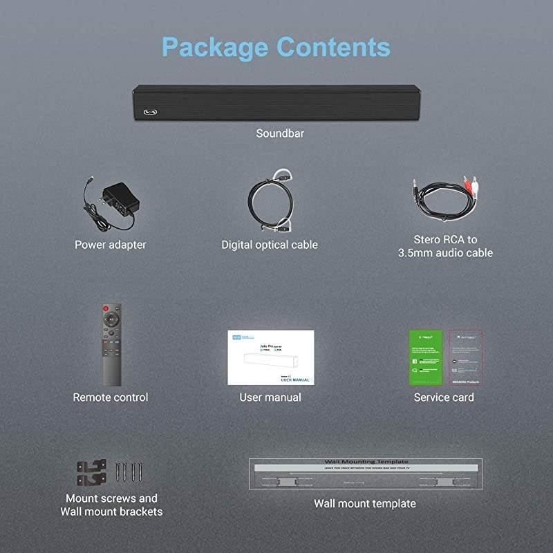 100 Watt Home Theater System 21 Channel with Builtin Subwoofer Bluetooth 50 and Wired Connections Sound Bars for TV 32 Inch 3 Audio Modes Bass Adjustable Wall Mountable Touch Control