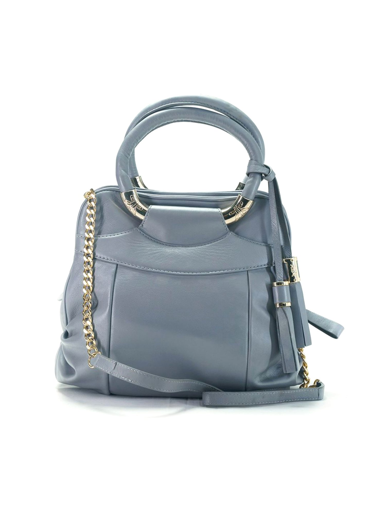 RI2K London Grey Leather Medium Handbag