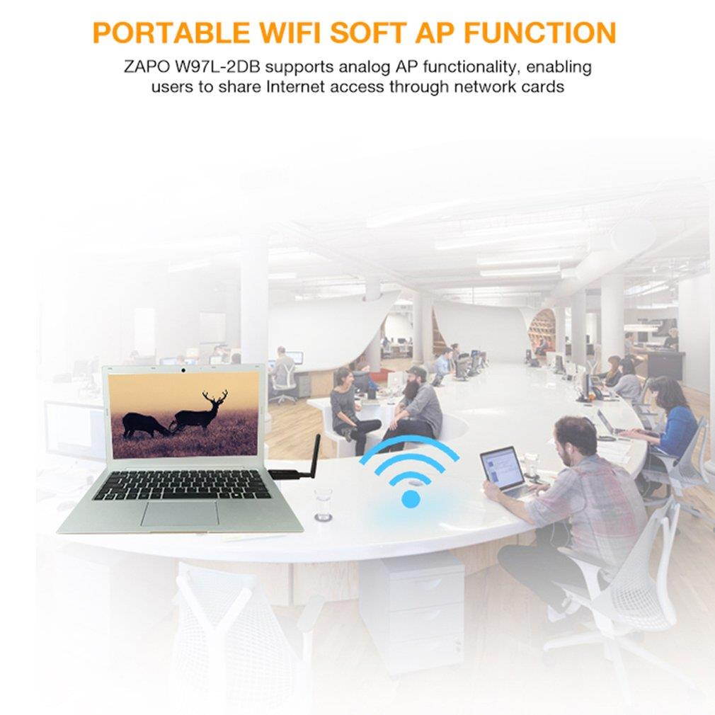 ZAPO W97L-2DB 1200Mbps WIFI 2.4GHz & 5.8GHz Intelligence Dual Band AC Wireless Network Adapter with Bluetooth 4.1