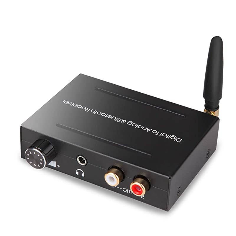 Digital to Analog Audio Converter with Bluetooth,  192Khz/24bit DAC Digital Coaxial Toslink to Analog Stereo L/R RCA 3.5mm Audio Adapter with 5.0 Bluetooth Receiver and Volume Control