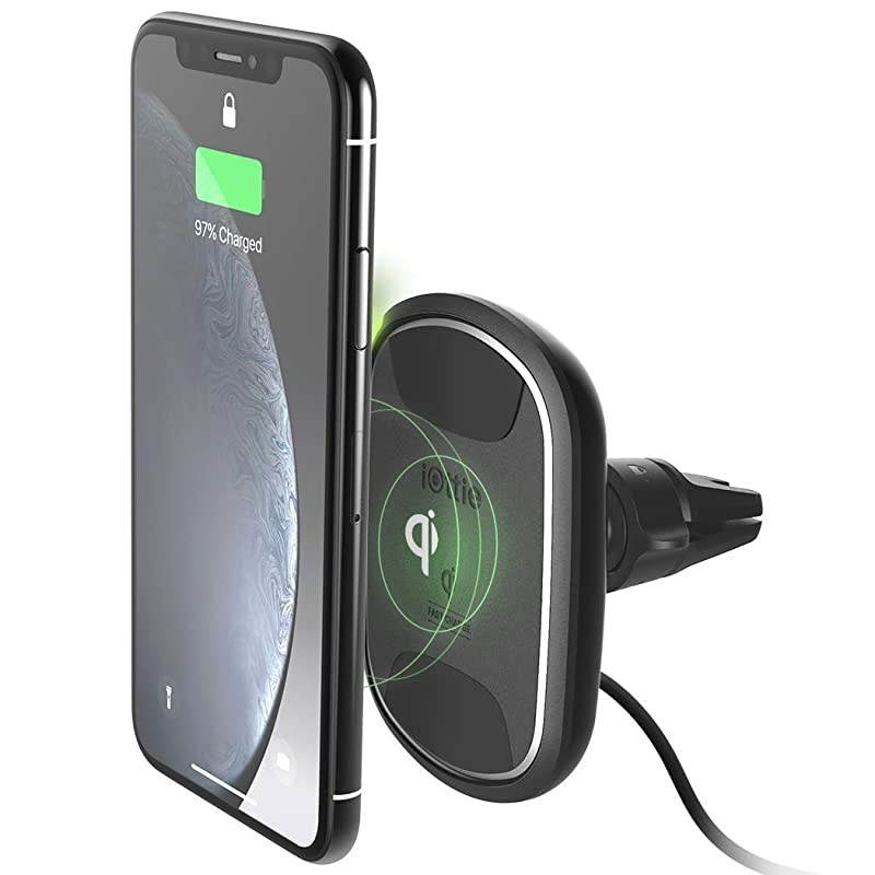 iTap 2 Wireless Magnetic Qi Wireless Charging Air Vent Mount | Compatible with IPhone XS XR X Max Samsung S10 S9 + Smartphones | + Dual Car Charger