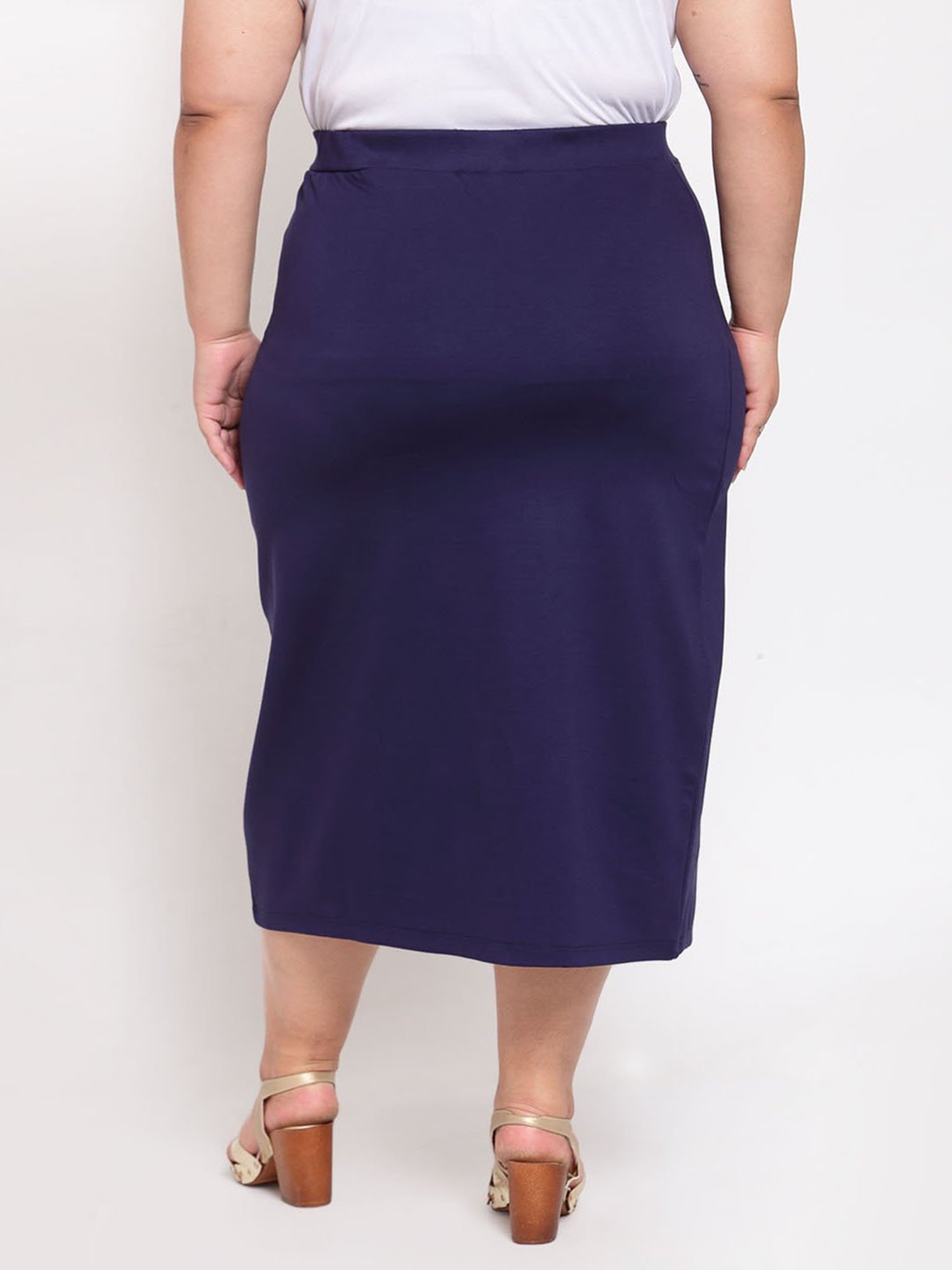 Melon by PlusS Navy Midi Skirt