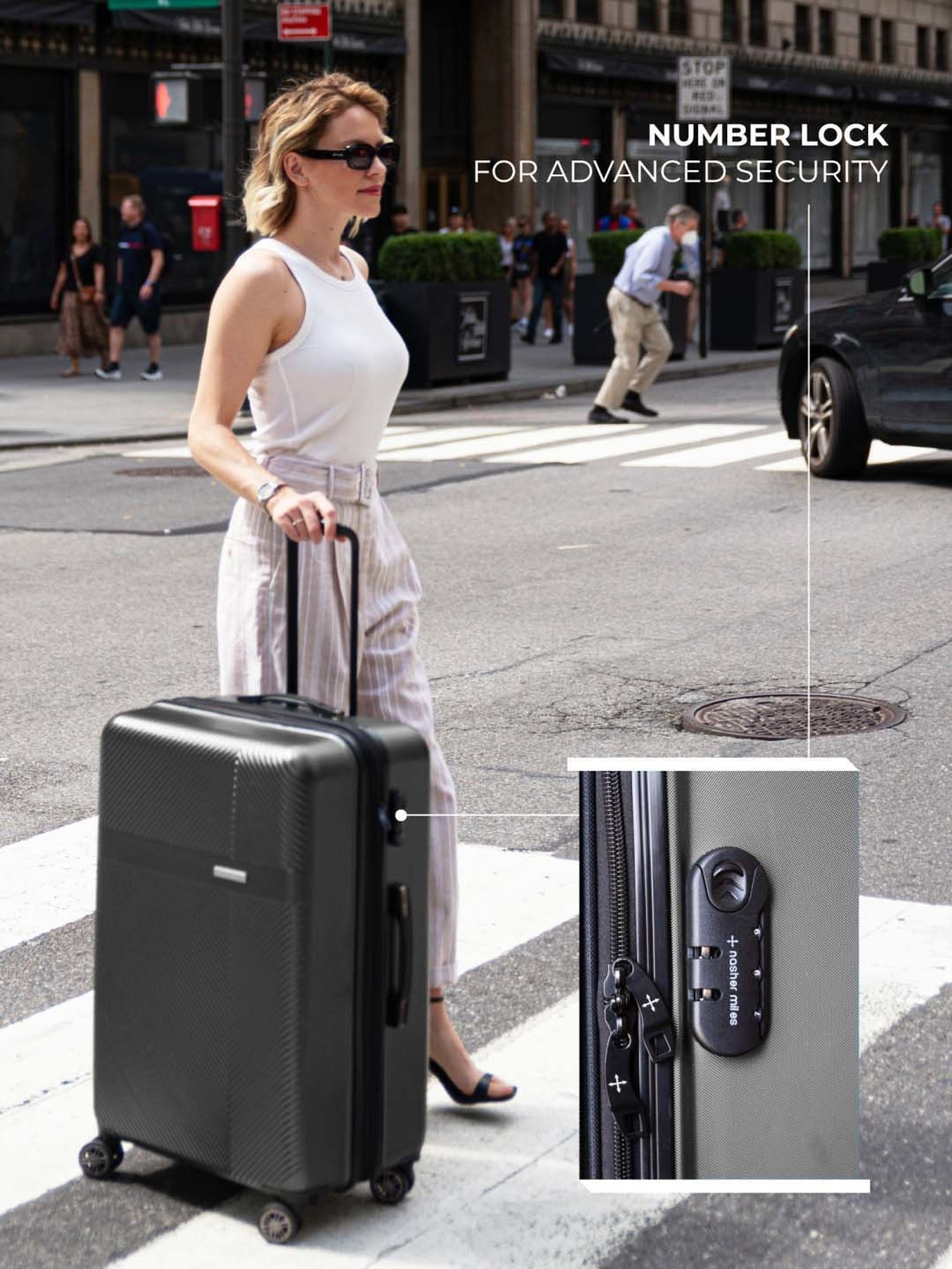 Nasher Miles Fifth Avenue Expander HardSide Polycarbonate Checkin BottleBlack 28 Inch|75CMTrolleyBag