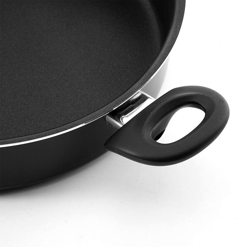 Alpine Cuisine 2.3 Quart Aluminum Nonstick Kitchen Cooking Sauce Pan with Tempered Glass Lid and 3 Millimeter Soft Touch Handle, Black