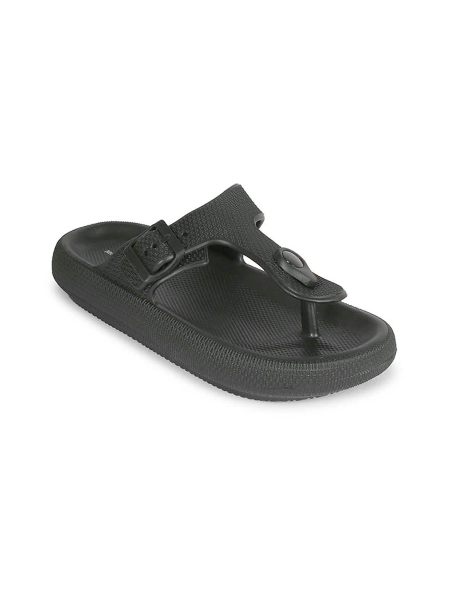 Mozafia Women's Black T-Strap Sandals