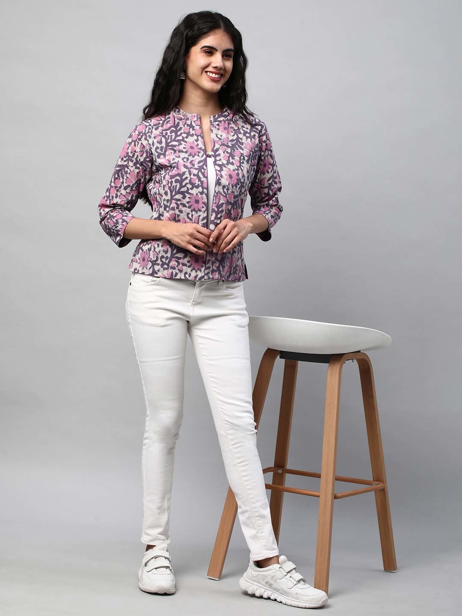 Kami Kubi Purple Printed Reversible Short Jacket