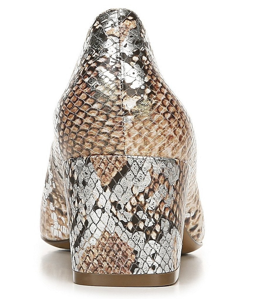 Naturalizer Karina Snake Print Leather Block Heel Pumps