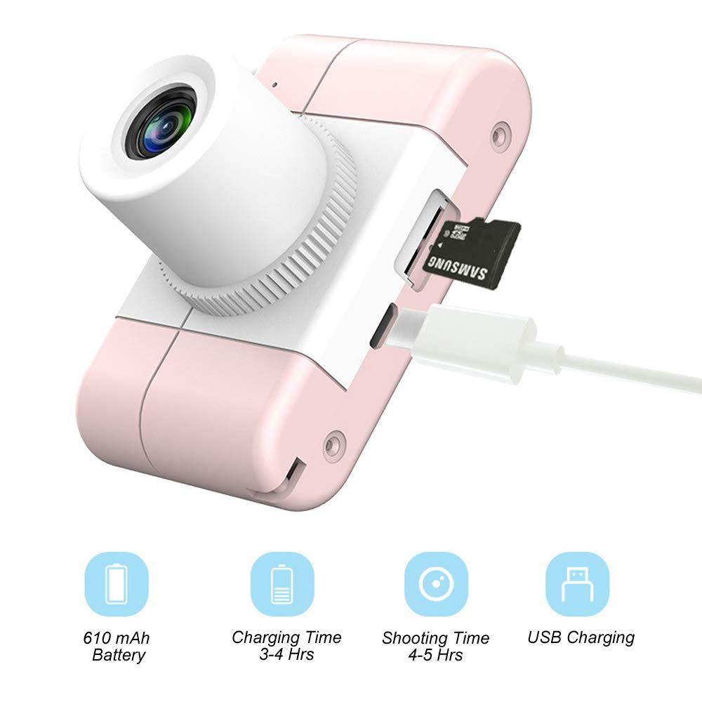 Tipmant Cartoon Smart Children's Digital Camera 8 MPX, 4X Optical Zoom, 2" IPS HD Screen, 17mm Lens for School Students Boys Girls Kids Gift (with 16GB TF Card,Pink Pig)