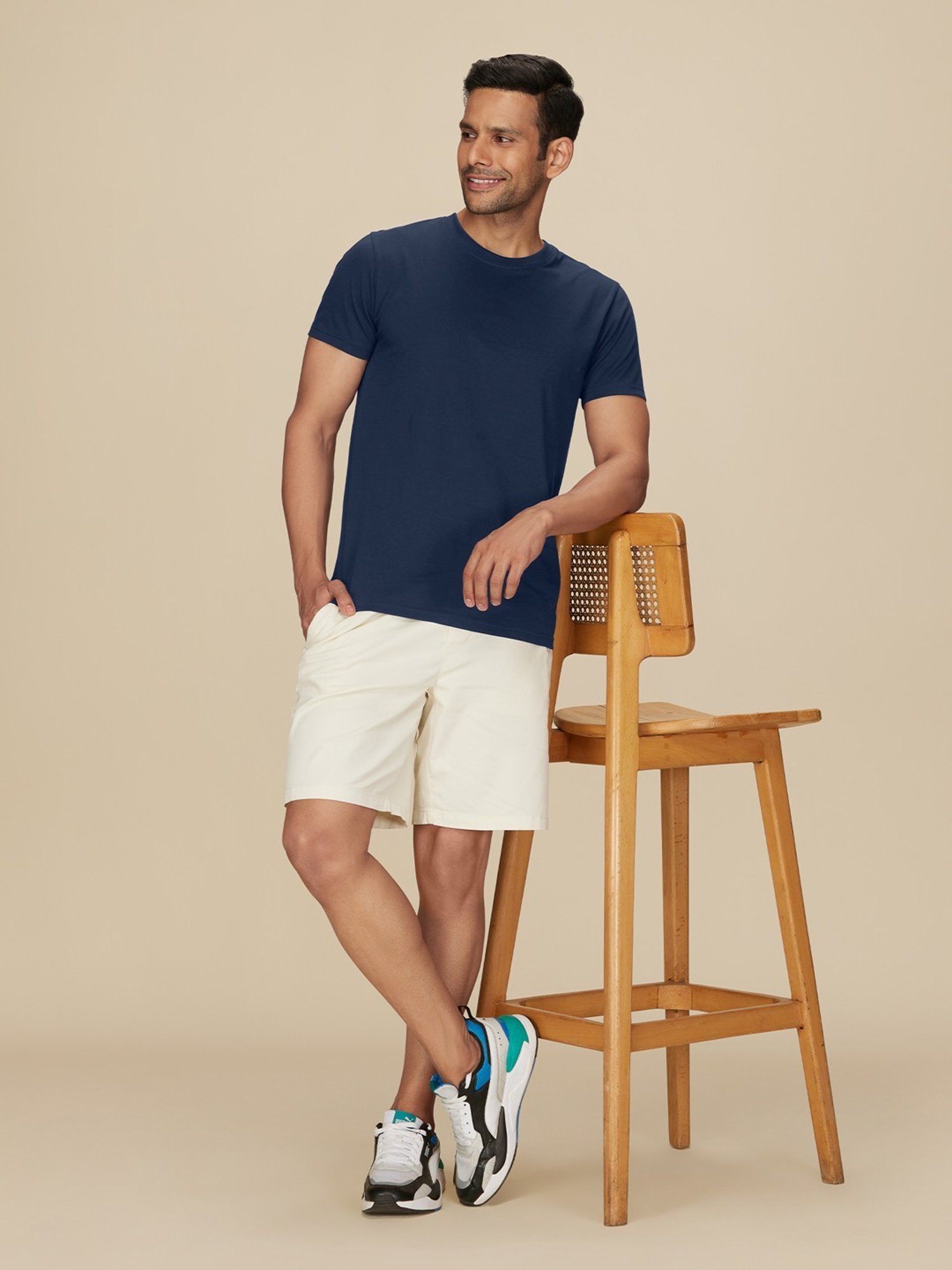 XYXX Midnight Blue Cotton Regular Fit T-Shirts