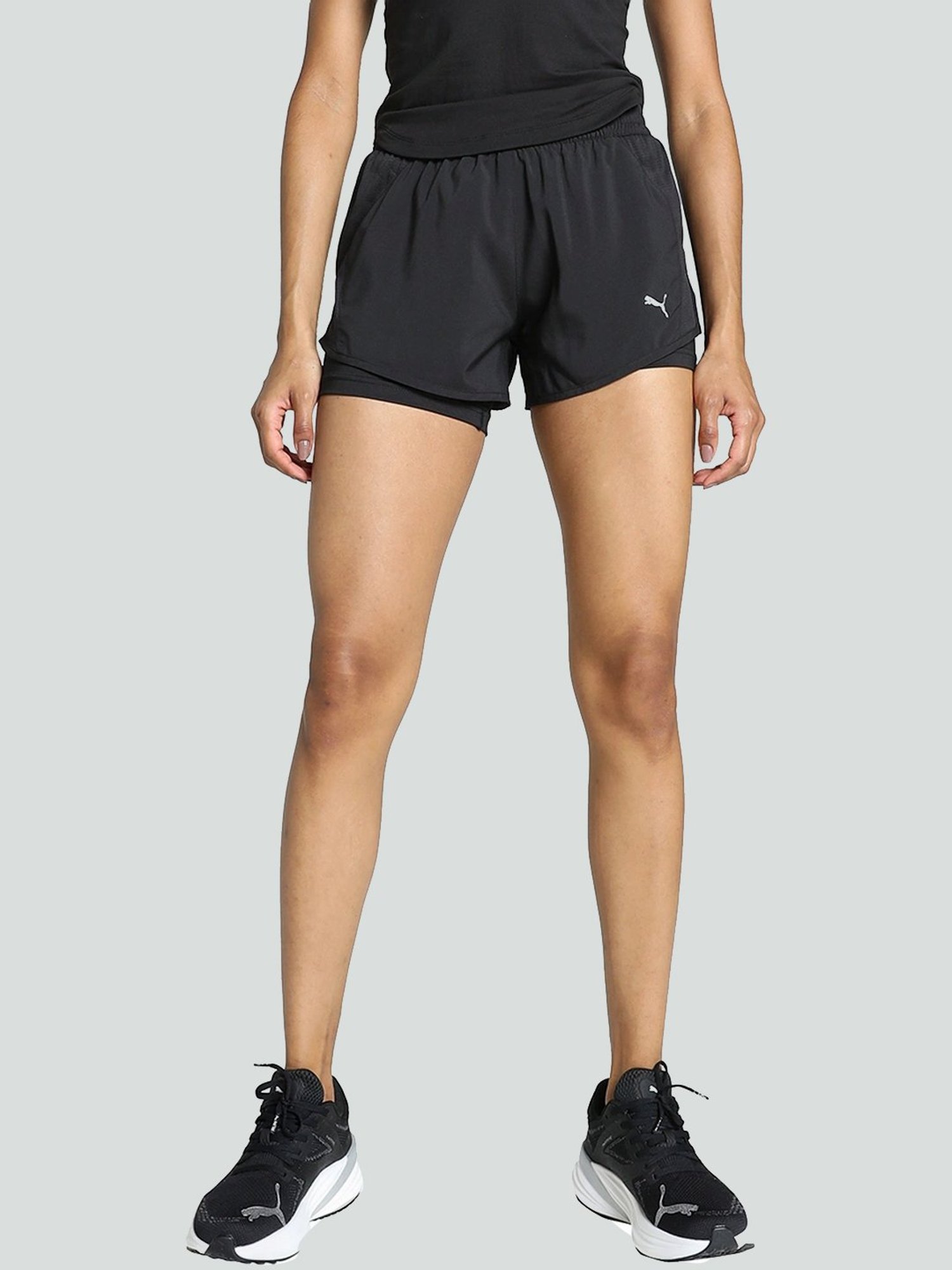 Puma Black Mid Rise Sports Shorts