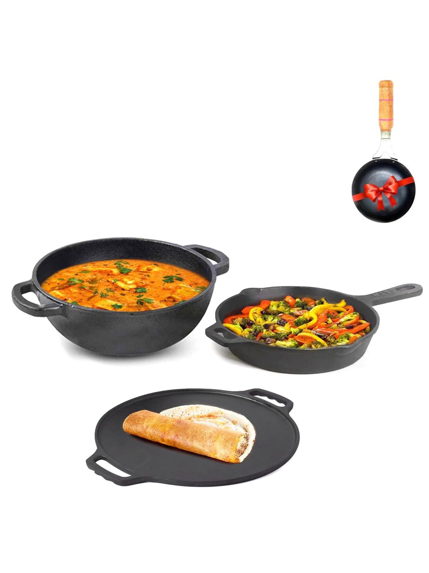 The Indus Valley Black Cast Iron Cookware Set