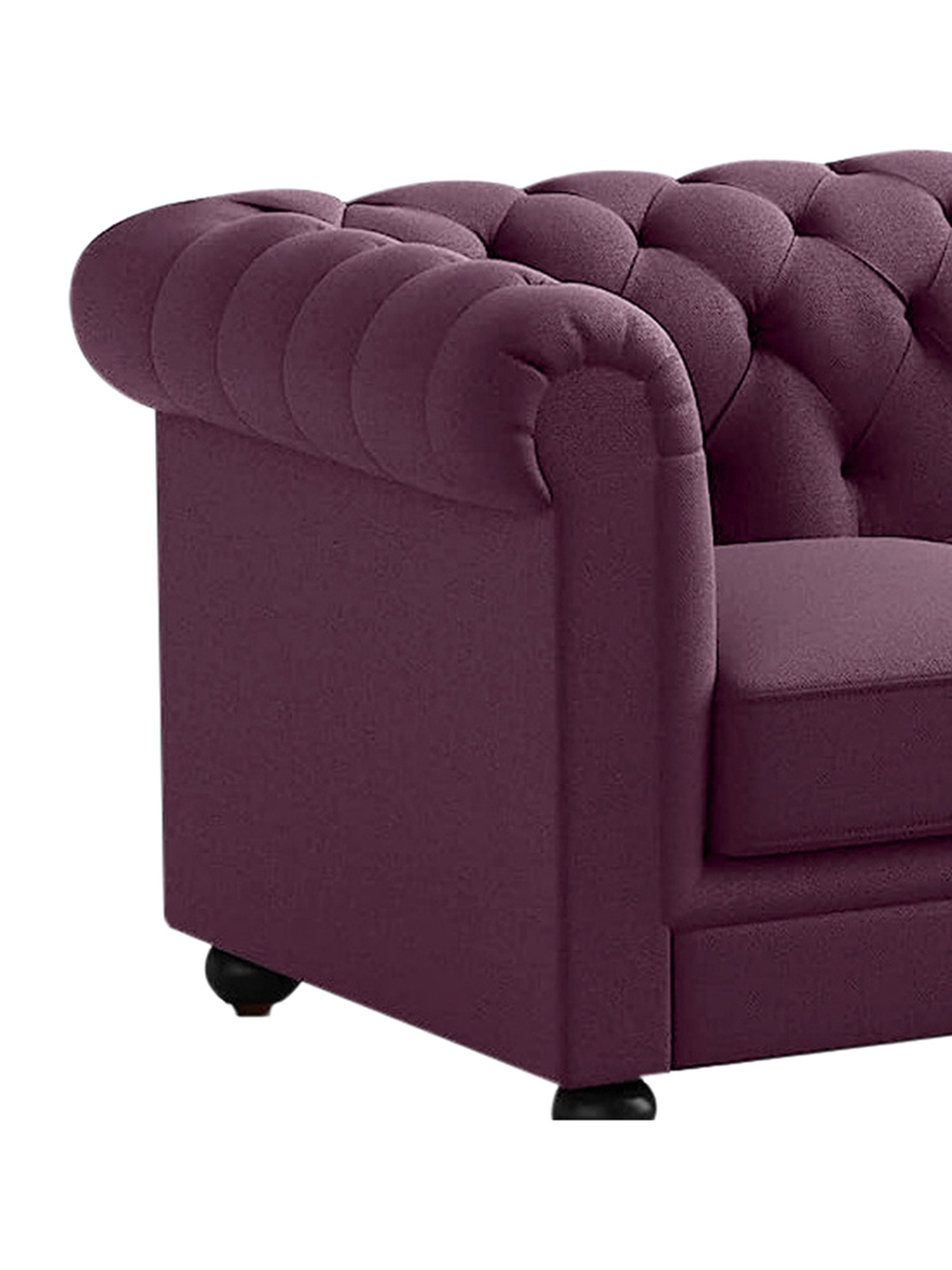 Trevi Manchester Quilted Purple Leather & Neem Wood 1 Seater Sofa