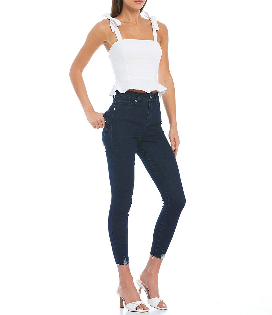 Gianni Bini Woven Lee Peplum Sleeveless Tie Blouse