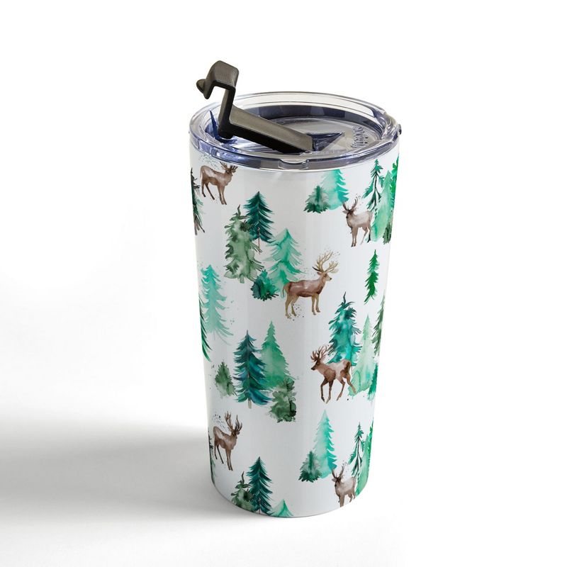 Ninola Design Deer Forest Watercolor Travel Mug 20 oz Stainless Steel Travel Mug - Deny Designs